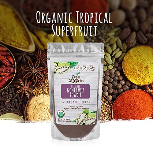 Super Organics Noni Fruit Powder | Tropical Superfruit | Organic Superfood Powder | Vegan, Gluten-Free & Non-GMO, 8 oz