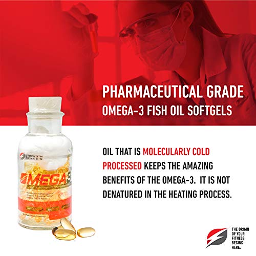 Strength Genesis Fish Oil Omega 3 5000mg EPA DHA, Cold Pressed Omega 3 Fish Oil Molecularly Distilled Cold Processed 120 Soft Gels