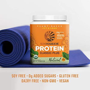Sunwarrior - Classic Plus, Vegan Protein Powder with Peas & Brown Rice, Raw Organic Plant Based Protein (Natural) (375 Gram (Pack of 1))
