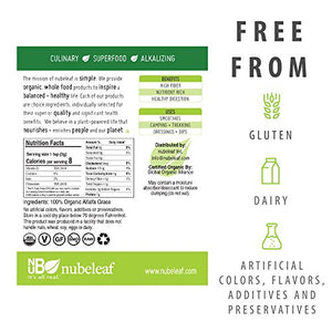 Nubeleaf Alfalfa Grass Powder - Non-GMO, Gluten-Free, Raw, Organic, Vegan Source of Essential Vitamins & Minerals - Single-Ingredient Nutrient Rich Superfood for Cooking, Baking, Smoothies (10oz)