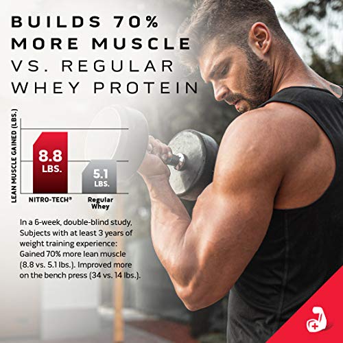 Whey Protein Powder MuscleTech Nitro-Tech Whey Protein Isolate & Peptides Lean Protein Powder for Muscle Gain Muscle Builder for Men & Women Sports Nutrition Chocolate, 2.2 lb (22 Servings)