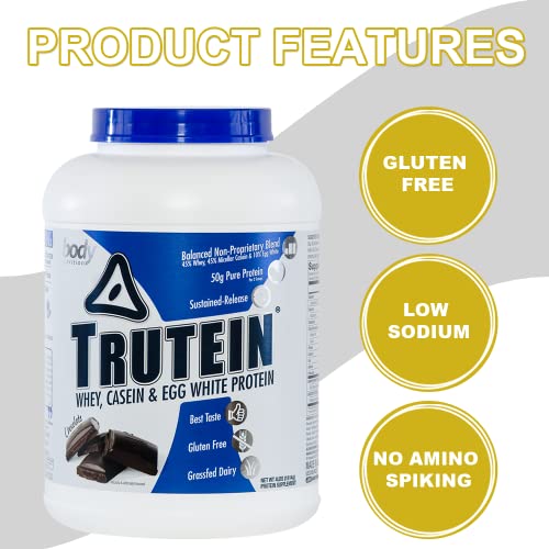 Body Nutrition Protein Trutein Powder - Chocolate 4lb Whey - Natural Keto Friendly Drink - Zero Sugar - Lean Muscle Builder, Workout, Recovery