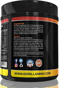 Gorilla Mode Pre Workout - Massive Pumps · Laser Focus · Energy · Power - L-Citrulline, Creatine, GlycerPump™, L-Tyrosine, Agmatine, Kanna, N-Phenethyl Dimethylamine Citrate - 617 Grams (Tigers Blood)