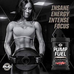 PMD Sports Ultra Pump Fuel Insanity - Pre Workout Drink Mix for Energy, Strength, Endurance, Muscle Pumps and Recovery - Complex Carbohydrates and Amino Energy - Strawberry Slam (30 Servings)