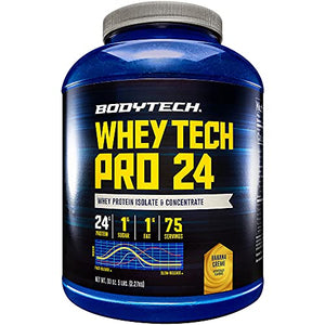 BodyTech Whey Tech Pro 24 Protein Powder Protein Enzyme Blend with BCAA's to Fuel Muscle Growth Recovery, Ideal for PostWorkout Muscle Building Banana Crème (5 Pound)