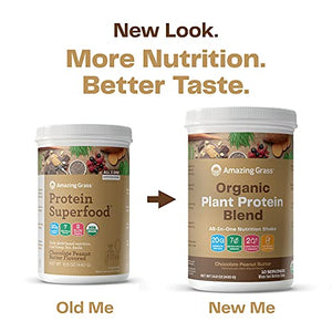 Amazing Grass Organic Plant Protein Blend: Vegan Protein Powder, All-In-One Nutrition Shake with Beet Root, Chocolate Peanut Butter, 10 Servings , 14.8 Ounce (Pack of 1)