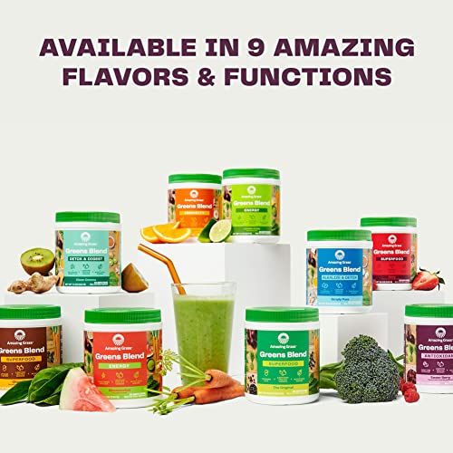 Amazing Grass Greens Blend Antioxidant: Super Greens Powder with Spirulina, Beet Root Powder, Elderberry, Bilberry, Prebioitics & Probiotics, Sweet Berry, 30 Servings (Packaging May Vary)