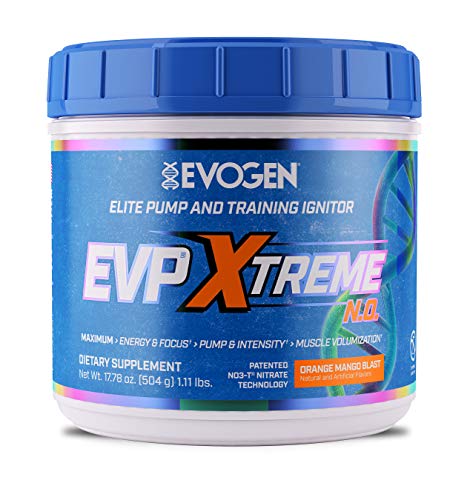 Evogen Nutrition EVP Xtreme NO | Arginine Nitrate, Beta-Alanine, Citrulline Pre-Workout, Nitric Oxide, Pumps | 40 Servings | Orange Mango