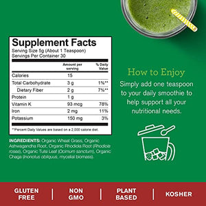 Amazing Grass Adaptogens Booster: Greens Powder with Ashwagandha, Rhodiola, Chaga & Tulsi, Smoothie Booster, 30 Servings