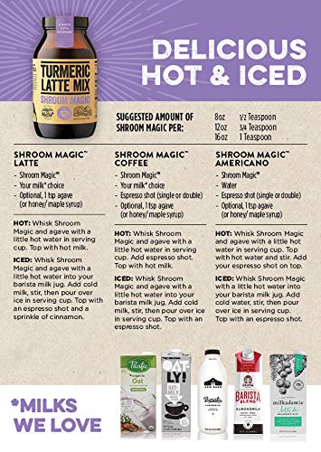 Nature's Harvest Mushroom Powder Turmeric Latte Mix - (125 servings) - Shroom Magic 5 Mushroom Blends with Reishi, Chaga, Cordyceps, Lion's Mane and Turkey Tail - For Hot and Cold Drinks