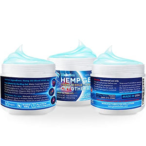 Hemp Gel Cryotherapy Joint & Muscle - High Strength Hemp Oil Formula Rich in Natural Extracts. Soothe Feet, Knees, Back, Shoulders - Max Strength & Efficiency - Made in USA