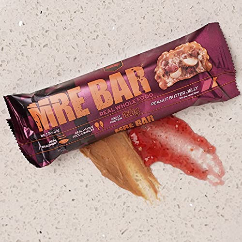 Redcon1 MRE Bar - Meal Replacement Protein Bar (1 Box / 12 Bars), Real Whole Food Sourced Protein, Real Food Taste, 20g Protein (Peanut Butter Jelly)