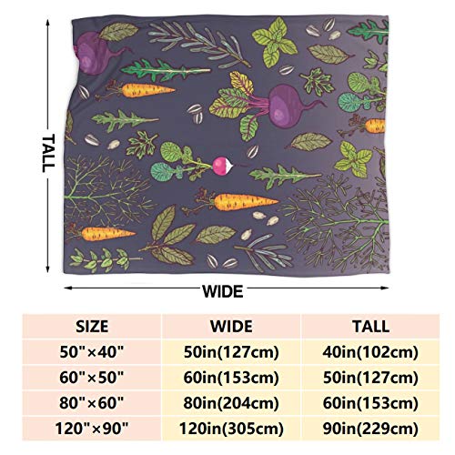 ARTIEMASTER Green Vegetables Blanket Soft and Lightweight Flannel Throw Suitable for Use in Bed, Living Room and Travel 50"x40" for Kid