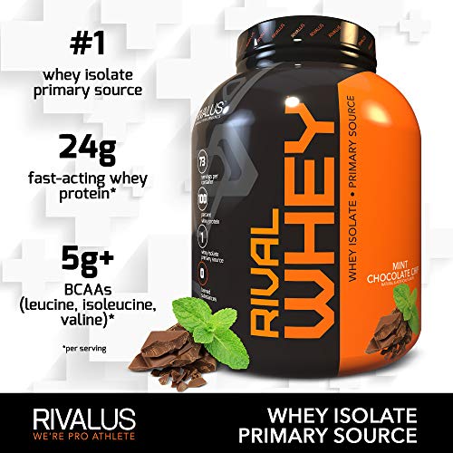 Rivalus Rivalwhey – Mint Chocolate Chip 5lb - 100% Whey Protein, Whey Protein Isolate Primary Source, Clean Nutritional Profile, BCAAs, No Banned Substances, Made in USA