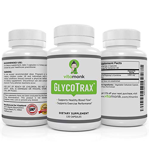 GlycoTrax™ GPLC Extra Large Bottle - 120 Capsules of High-Absorption Glycine Propionyl-L-Carnitine with No Artificial Fillers - Glycine Propionyl L Carnitine Supplement