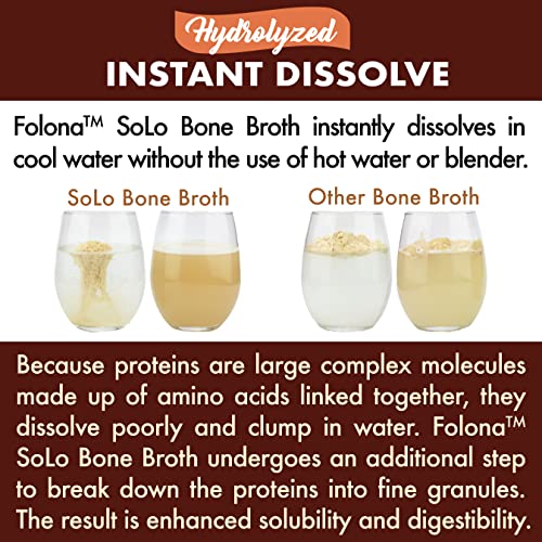 Solo Bone Broth Protein Powder, Low Sodium, Pure Hydrolyzed Collagen, For Healthy Skin, Nails, Hair, Joints & Digestion, Grass Fed, Non-GMO, Gluten Free, Paleo & Keto Friendly, 20g Protein Per Serving