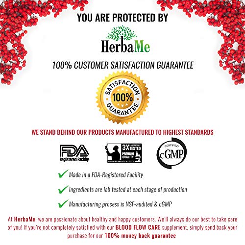 HerbaMe Blood Circulation Supplement, 120 Capsules, Supports Leg Vein, Heart, Vessels and Cardiovascular Health with Niacin, L-Arginine, Ginger, Cayenne Pepper, Hawthorn, Diosmin, Blood Flow Pills