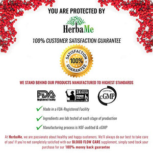 HerbaMe Blood Circulation Supplement, 120 Capsules, Supports Leg Vein, Heart, Vessels and Cardiovascular Health with Niacin, L-Arginine, Ginger, Cayenne Pepper, Hawthorn, Diosmin, Blood Flow Pills