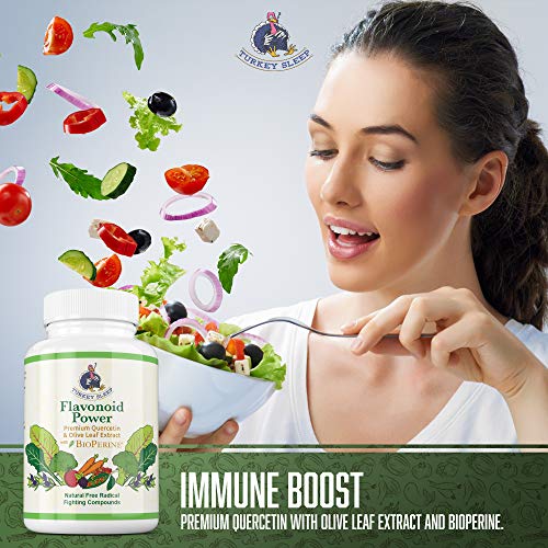 Turkey Sleep - Premium Quercetin & Olive Leaf Extract with BioPerine Supplement - Immune Boosting Support - Natural Allergy Relief - Anti-Oxidant