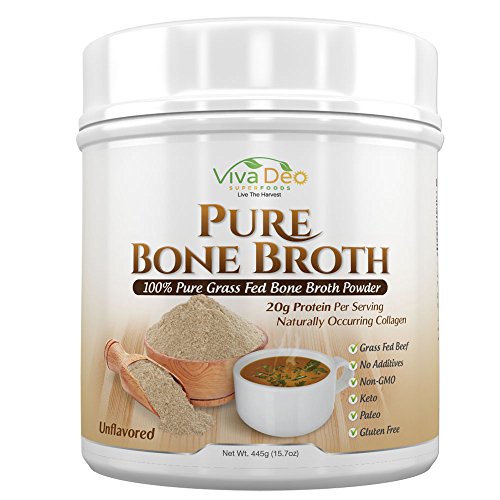 Viva Deo - Bone Broth Protein Powder - Grass Fed Beef - Mixes Instantly - Antibiotic & Hormone Free | Keto Diet Paleo Protein Powder w/Naturally Occurring Collagen & 19 Amino Acids – 20 Grams Protein