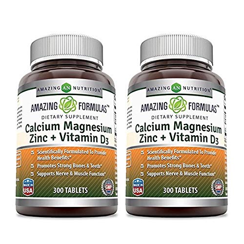 Amazing Nutrition Calcium Magnesium Zinc + Vitamin D3 300 Tablets - 2 Pack