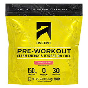 Ascent Pre Workout - Raspberry Lemonade (Tart) - New and Improved Taste - 30 Servings