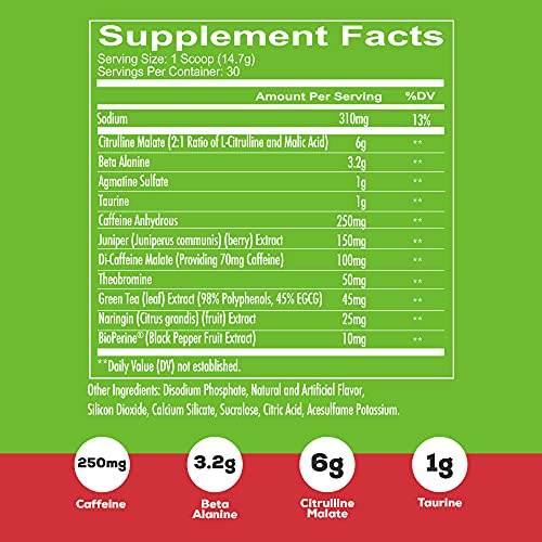 Redcon1 Total War Preworkout - 30 Servings, Boost Energy, Increase Endurance and Focus, Beta-Alanine, Caffeine (Green Apple)