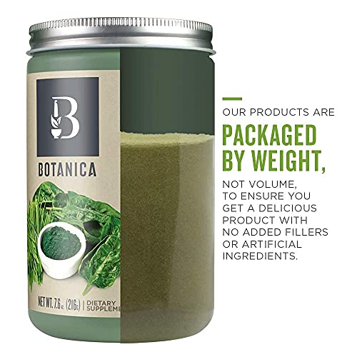 Botanica Organic Unflavored Greens Superfood Powder with Spirulina, Chlorella, Barley & Wheat Grass (27 Servings), No Dairy, Gluten, Soy, Stevia or Added Sugar, Premium Whole Food Ingredients