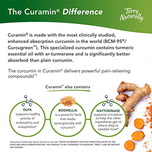 Terry Naturally Curamin (2 Pack) - 60 Vegan Capsules - Non-Addictive Pain Relief Supplement with Curcumin from Turmeric, Boswellia & DLPA - Non-GMO, Gluten-Free - 40 Servings
