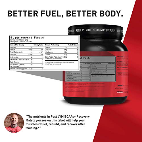 JYM Supplement Science Post Active Matrix, Glutamine, Creatine HCL Beta-Alanine, Lemonade Flavor, 1.3 Pound (30 Servings)