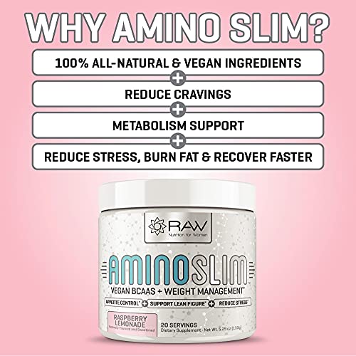 Amino Slim - Slimming BCAA Weight Loss Drink for Women, Vegan Amino Acids & L-Glutamine Powder for Post Workout Recovery & Fat Burning | Daily Appetite Suppressant, Metabolism Booster & Stress Relief