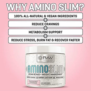 Amino Slim - Slimming BCAA Weight Loss Drink for Women, Vegan Amino Acids & L-Glutamine Powder for Post Workout Recovery & Fat Burning | Daily Appetite Suppressant, Metabolism Booster & Stress Relief