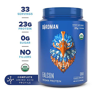 Birdman Falcon Premium Organic Plant Based Protein Powder, Vegan, Low Net Carbs, Keto, No Sugar Added, Non Dairy, Gluten-Free, Soy-Free, Lactose-Free, Non-GMO, Chai Flavor 33 Servings, 2.18lb