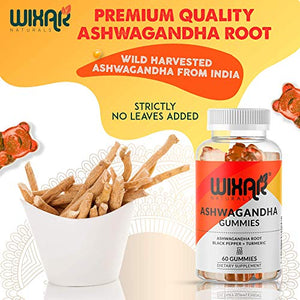 Wixar Naturals Ashwagandha Gummies with Turmeric and Black Pepper Extract - Herbal Gummy Supplement for Stress Relief, Anti Anxiety, Relaxation, Mood Immune & Thyroid Support