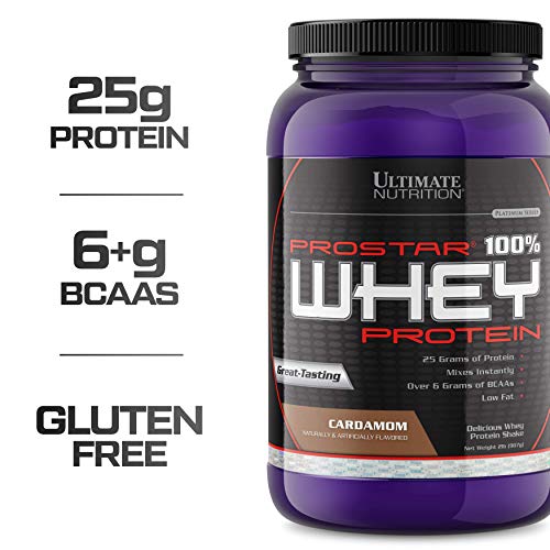 Ultimate Nutrition Prostar Whey Protein Powder Blend of Whey Concentrate Isolate and Peptides – Low Carb, Keto Friendly, 25 Grams of Protein - 30 Servings, Cardamom, 2 Pounds