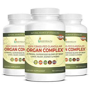 100% Grass-Fed Glandular Organ Complex: A Primal superfood Blend of Beef Liver, Heart, Kidney and More! (150 Capsules)