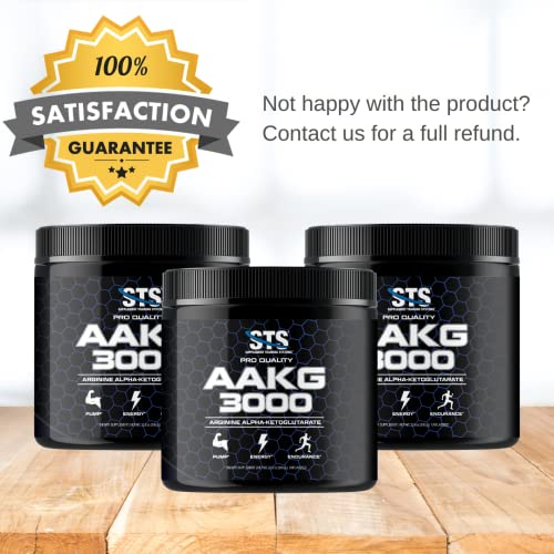 STS AAKG Powder 300 Grams - Arginine Alpha Ketoglutarate - Nitric Oxide Booster, Enhanced Endurance and Energy