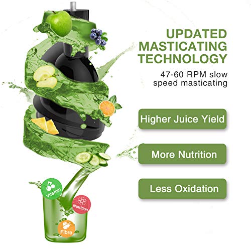 Aeitto Slow Juicer, Slow Masticating Juicer Machine with Big Wide 81mm Chute 900 ml Juice Cup, Cold Press Juicer for Nutrient Fruits and Vegetables, Juicer Machine BPA-Free, Easy to Clean