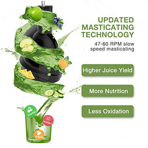 Aeitto Slow Juicer, Slow Masticating Juicer Machine with Big Wide 81mm Chute 900 ml Juice Cup, Cold Press Juicer for Nutrient Fruits and Vegetables, Juicer Machine BPA-Free, Easy to Clean