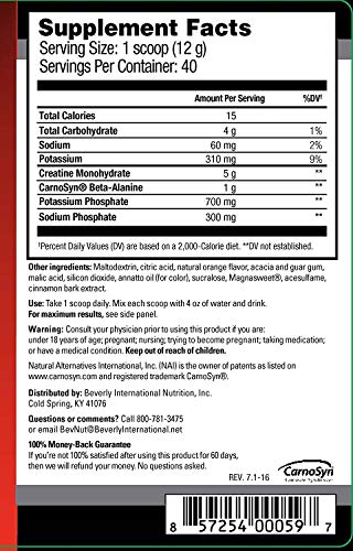 Beverly International Creatine Select with Phosphates, 40 servings. Since 2003, the only fail-proof creatine formula. Boosts muscle size and strength every time. For men and women. Tastes like Tang!