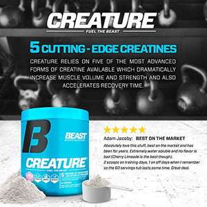 Beast Sports Nutrition – Creature Creatine Complex – Fuel Muscle Growth – Increase Strength – Enhance Endurance – Reduce Recovery Time – 5 Forms of Creatine – Pink Lemonade 60 Servings