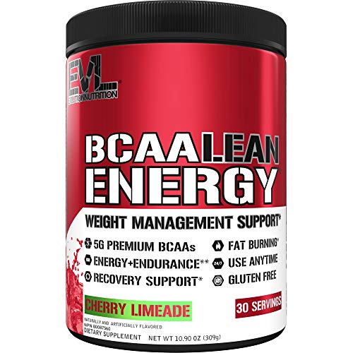 Evlution Nutrition BCAA Lean Energy - Essential BCAA Amino Acids + Vitamin C, Fat Burning & Natural Energy, Performance, Immune Support, Lean Muscle, Recovery, Pre Workout, 30 Serve, Cherry Limeade