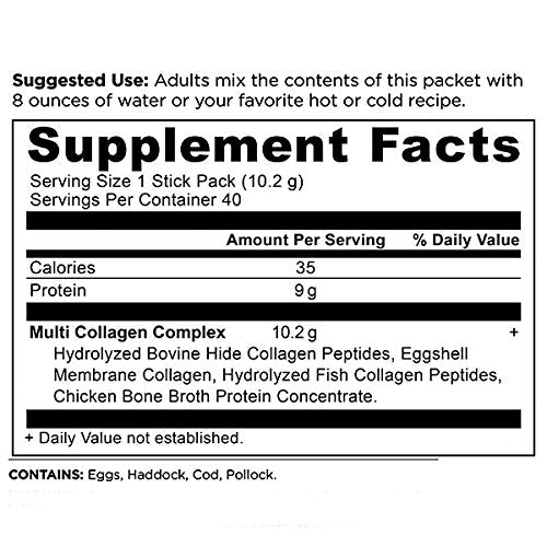 Collagen Powder Protein with Probiotics by Ancient Nutrition, Unflavored Multi Collagen Protein Packets with Vitamin C, Pack of 40, Hydrolyzed Collagen Peptides Supports Skin and Nails, Gut Health