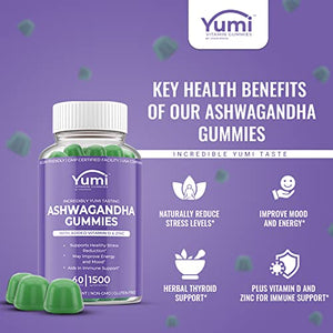 Ashwagandha Gummies Supplements w/ Zinc Vitamin D for Stress Relief, Adrenal Health, Mood Enhancer & Thyroid Support Compare to Capsules Tablets Pills Liquid - 60 Vegan Plant Based - Cherry Flavor