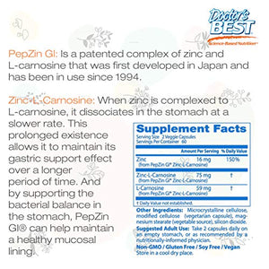 Doctor's Best PepZin GI, Zinc-L-Carnosine Complex, Non-GMO, Vegan, Gluten Free, Soy Free, Digestive Support, 120 Veggie Caps