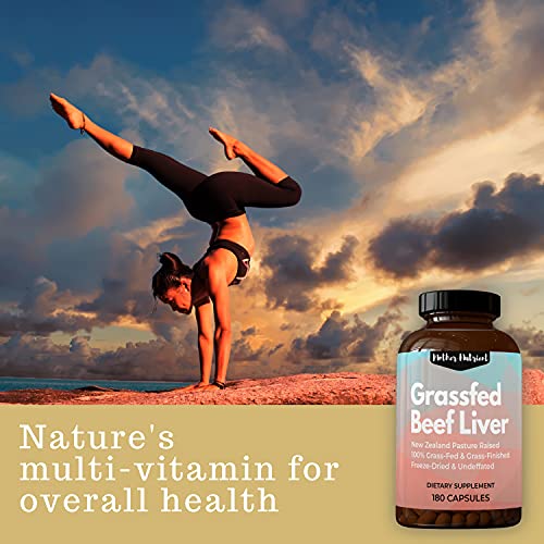 Beef Liver Capsules, 100% Grassfed New Zealand Dessicated Liver. Freeze-Dried and Undefatted. 180 Count, 45-Day Supply, Maximum Strength 3,000 Milligrams. Rich in Vitamins A and B12, Iron, Protein