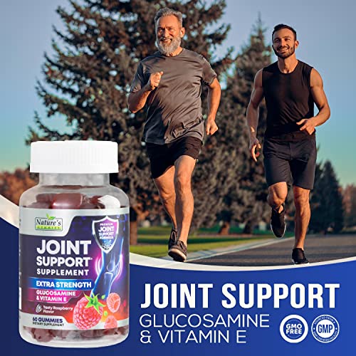 Joint Support Gummies Extra Strength Glucosamine & Vitamin E - Natural Joint & Flexibility Support Gummy - Best Cartilage & Immune Health Support Supplement for Women & Men - 60 Gummies