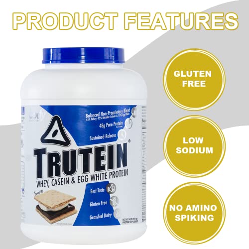 Body Nutrition Protein Powder - Trutein Smores 4lb Whey, - Natural Keto Drink - Weight Loss, Workout, Recovery