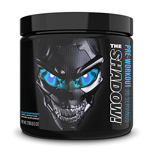 JNX Sports The Shadow! Hard Core Preworkout, A Better Pre Workout Stimulant - Electric Energy, Hypnotic Mental Focus, Superhuman Strength, 350mg of Caffeine, Men & Women | Blue Raspberry | 30 SRV