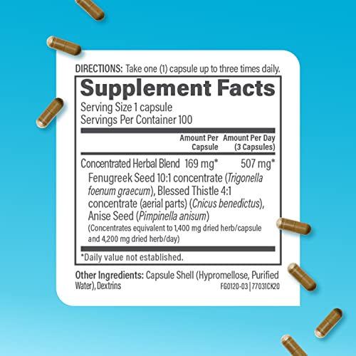 Upspring Milkflow Breastfeeding Supplement Capsules with Fenugreek & Blessed Thistle | Lactation Supplement to Promote Healthy Breast Milk Supply | 100 Capsules